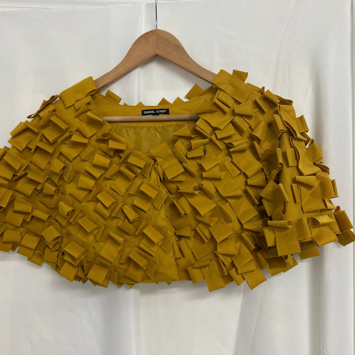 Samuel Dong Yellow Ribbon Textured Shrug Jacket Bolero Avant Garde Women's Size 2