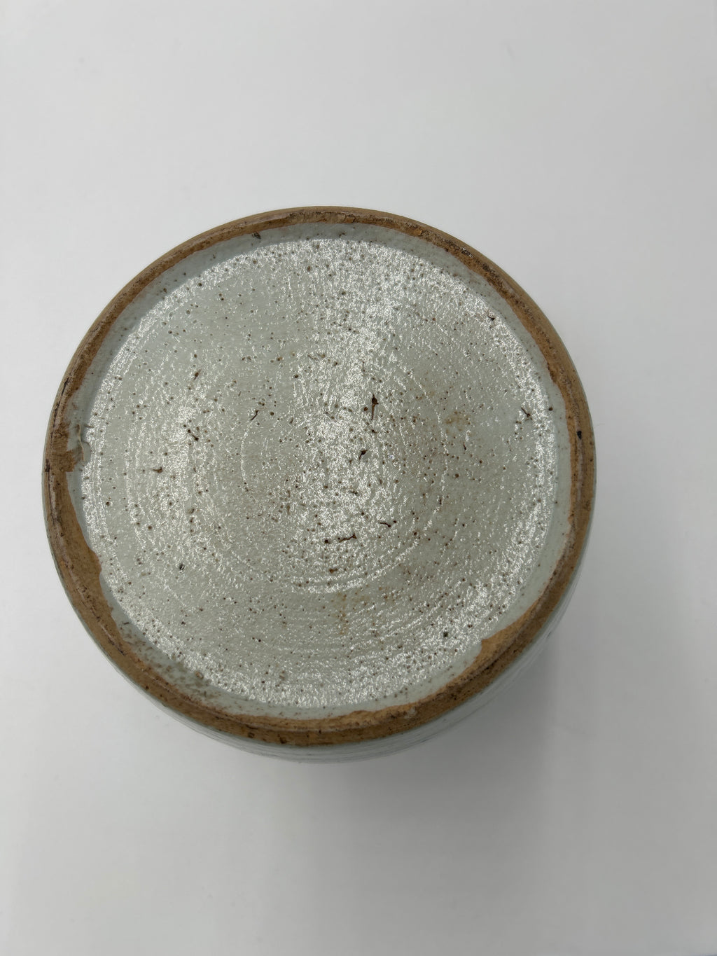 Antique Chinese Blue and White Porcelain Ginger Jar Pot Late Qing 19th C Landscape (no lid) - top view of unglazed terracotta neck.