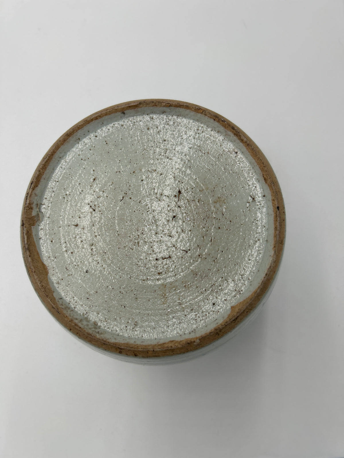 Antique Chinese Blue and White Porcelain Ginger Jar Pot Late Qing 19th C Landscape (no lid) - top view of unglazed terracotta neck.