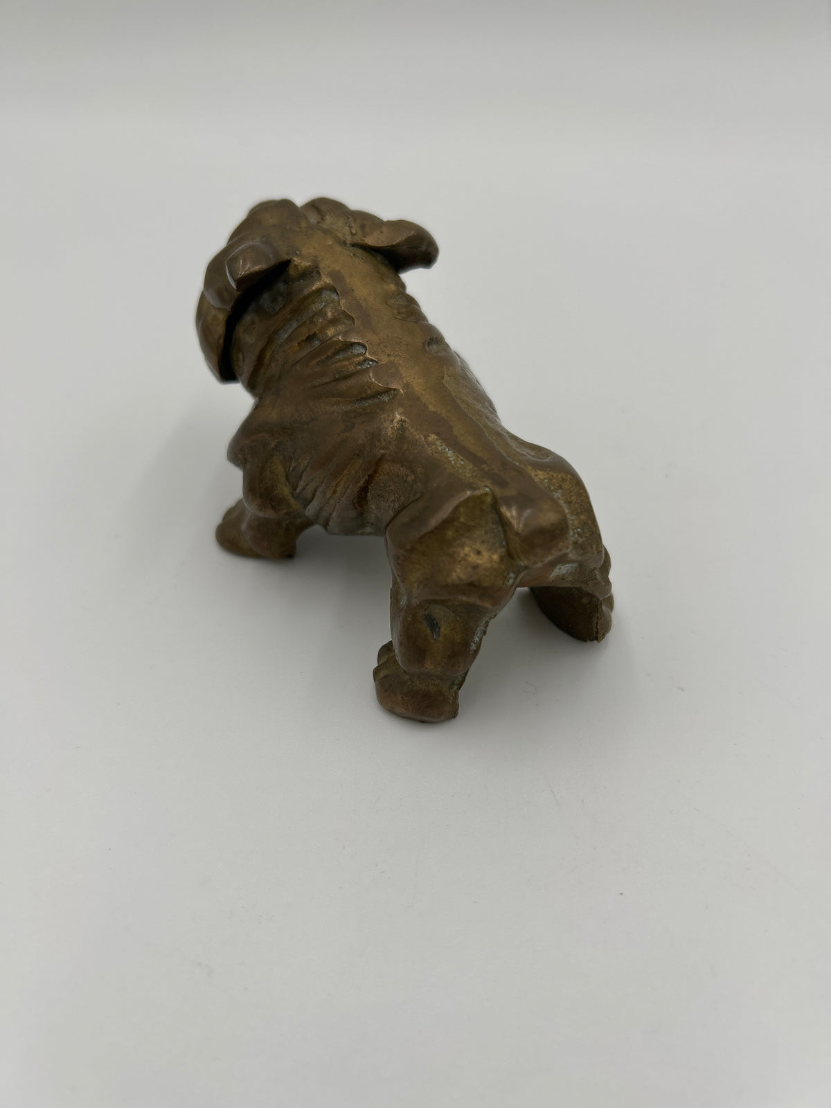 Vintage Brass English Bulldog Figurine, Heavy Cast Metal Dog Paperweight Statue, Mid-Century Desk Decor