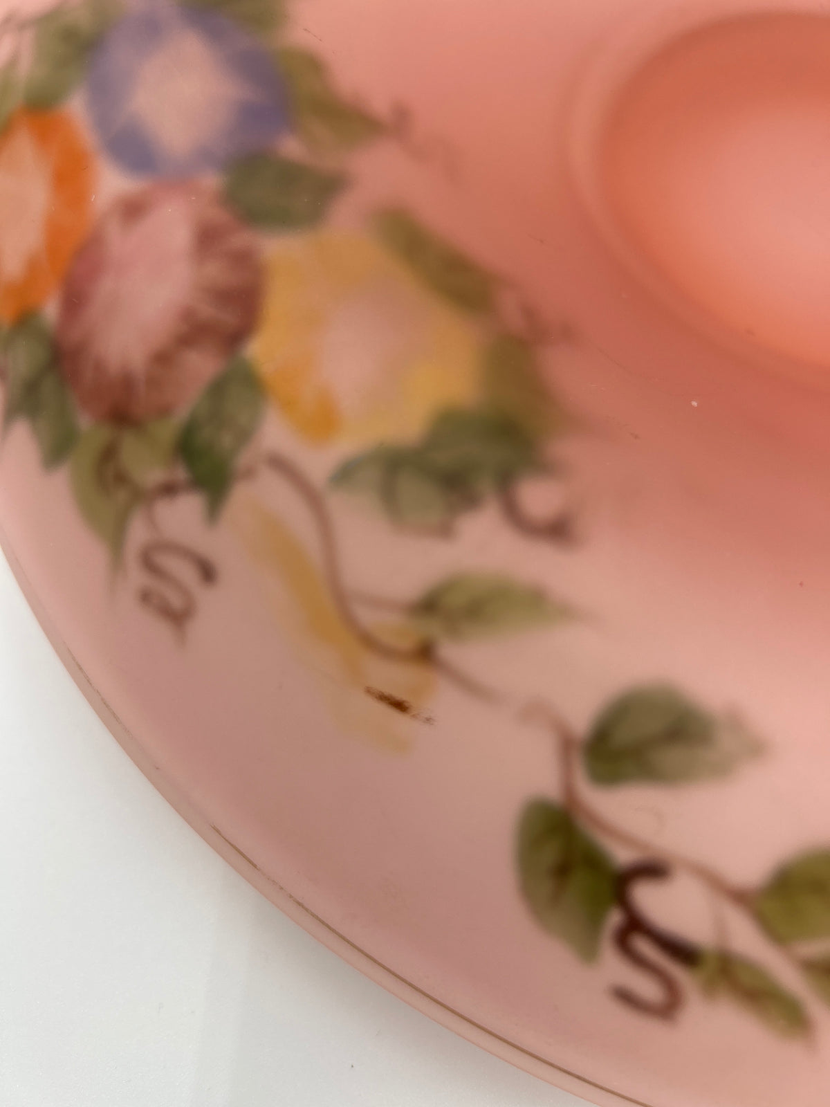 Vintage 1920s/1930s Tiffin Pink Satin Glass Set 11" Bowl & 12" Footed Compote Floral