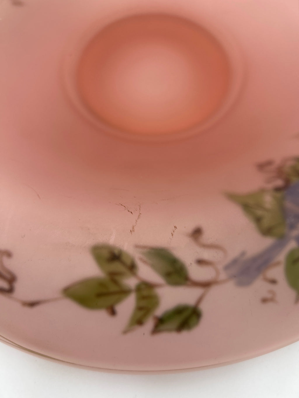 Vintage 1920s/1930s Tiffin Pink Satin Glass Set 11" Bowl & 12" Footed Compote Floral