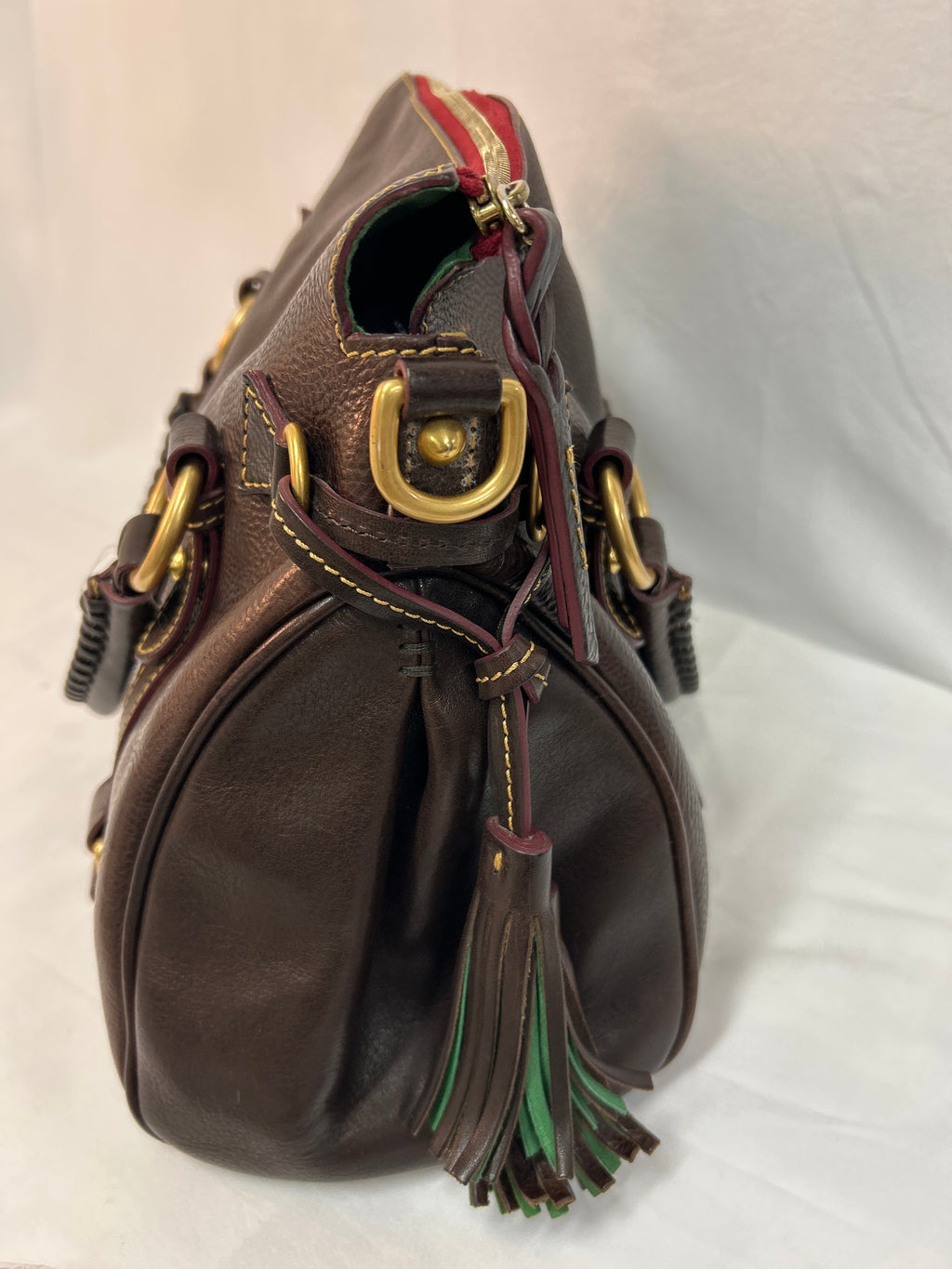 Vtg Dooney & Bourke Florentine Micro Satchel Brown T'Moro Leather W/ Strap