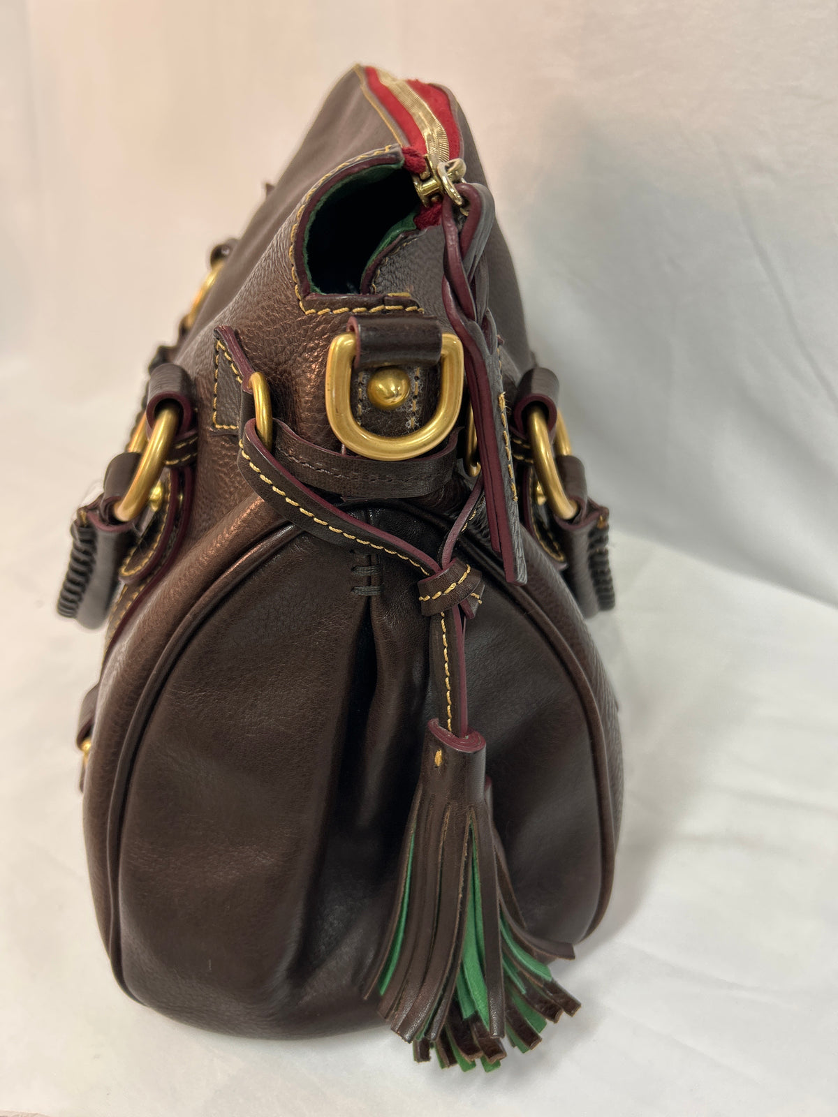 Vtg Dooney & Bourke Florentine Micro Satchel Brown T'Moro Leather W/ Strap