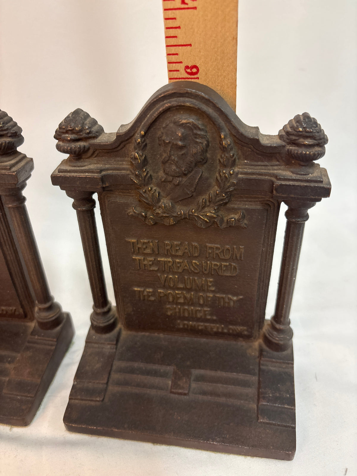 Vintage Bradley & Hubbard Cast Iron Bookends – Henry Wadsworth Longfellow Art Deco Set of 2