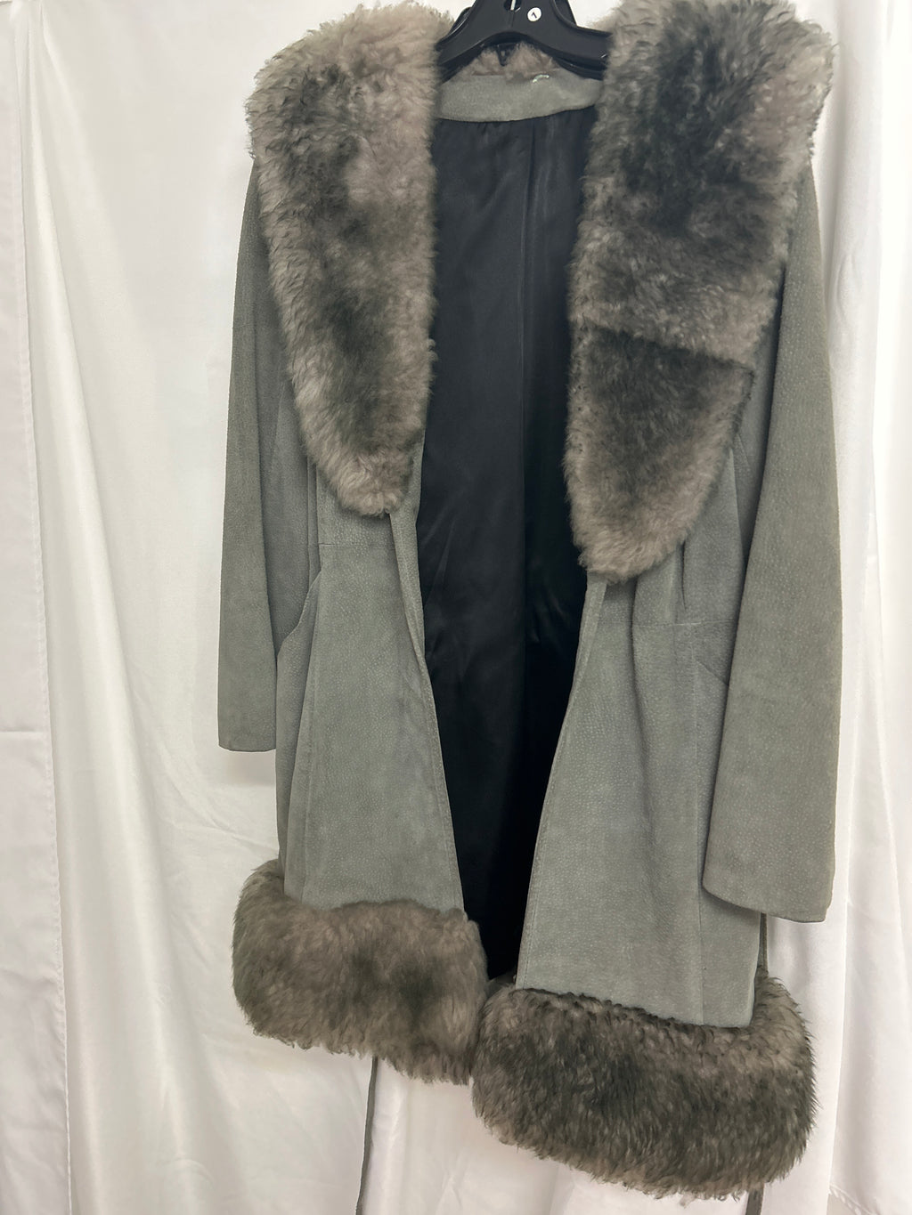 Vintage 60s Scully Los Angeles Suede Sheepskin Fur Jacket Grey Hippie Boho 10