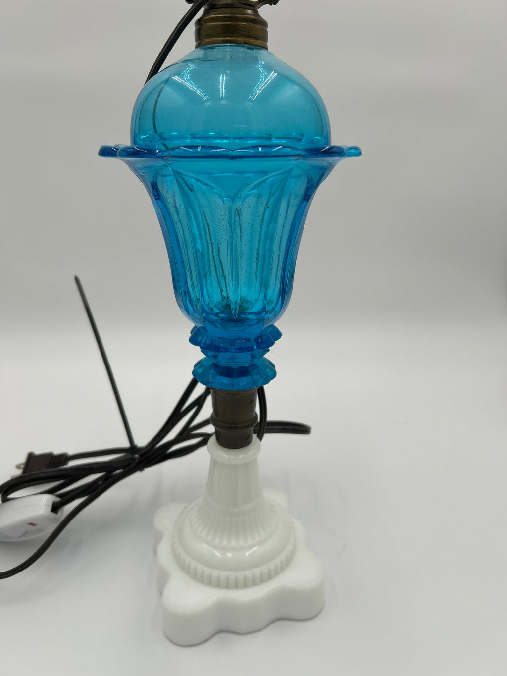 Antique Tulip Lamp - Boston Sandwich Whale Oil lamp converted to electric