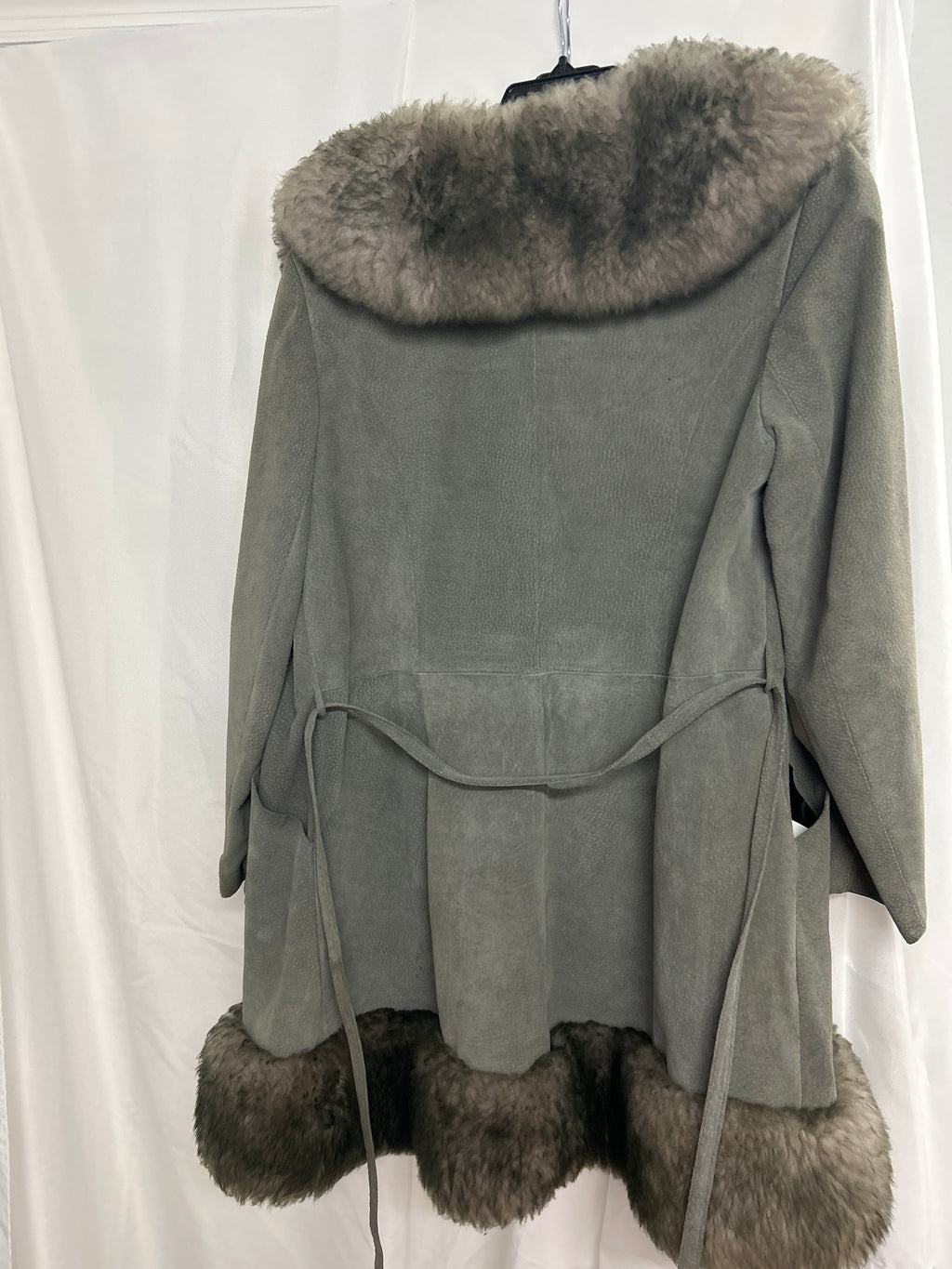 Vintage 60s Scully Los Angeles Suede Sheepskin Fur Jacket Grey Hippie Boho 10