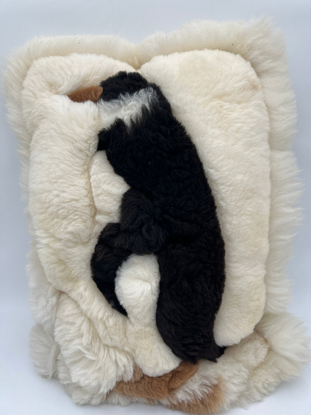Vintage Llama Alpaca Connection Fur Pillow Penguin (Lumbar 16x23 Peru)