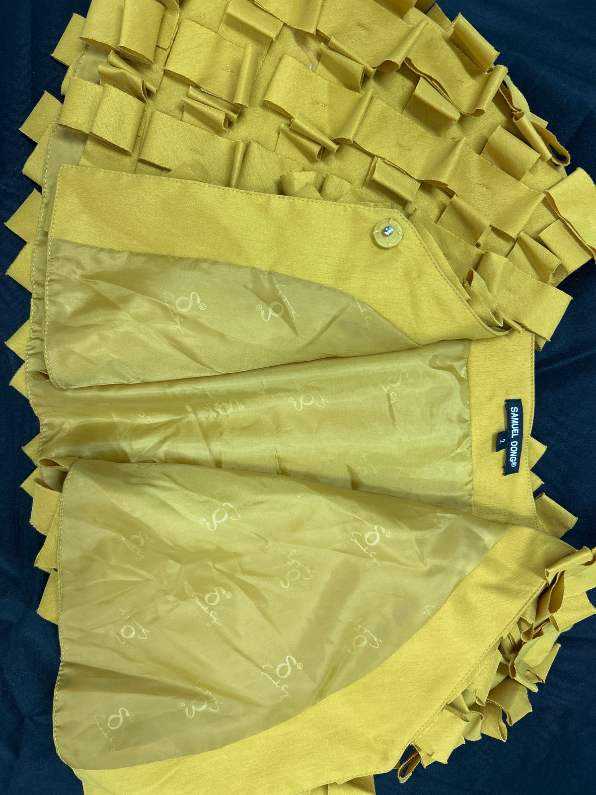 Samuel Dong Yellow Ribbon Textured Shrug Jacket Bolero Avant Garde Women's Size 2