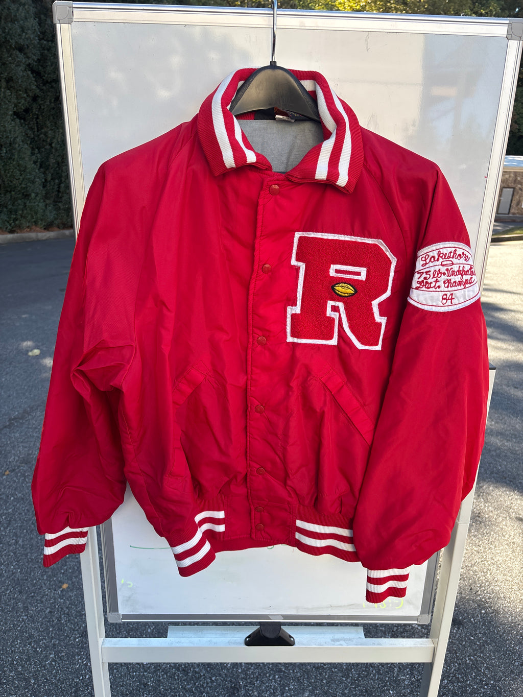 VTG 1984 Lakeshore 75 lbs Undefeated District Champs size 44-46 L Jacket