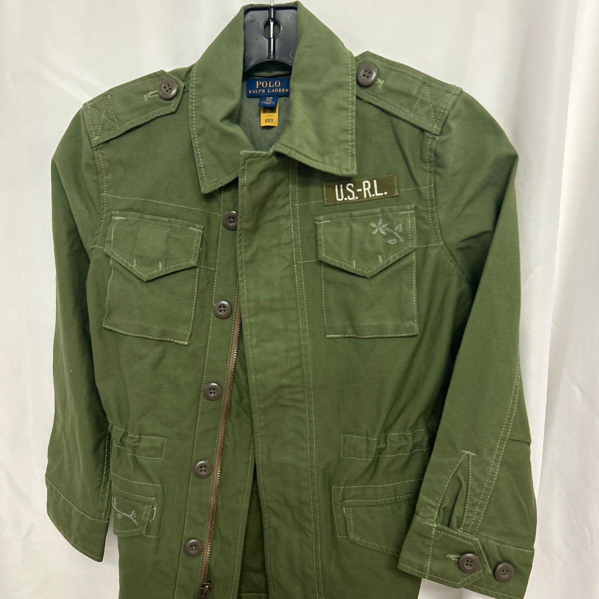 Ralph Lauren Canvas Embroidered Military Jacket Ladies Small (7)