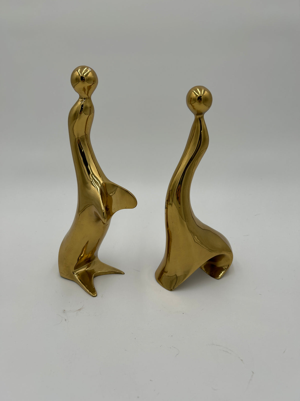 Vintage Brass Mid Century Modern Abstract Sea Lion Set MCM VTG