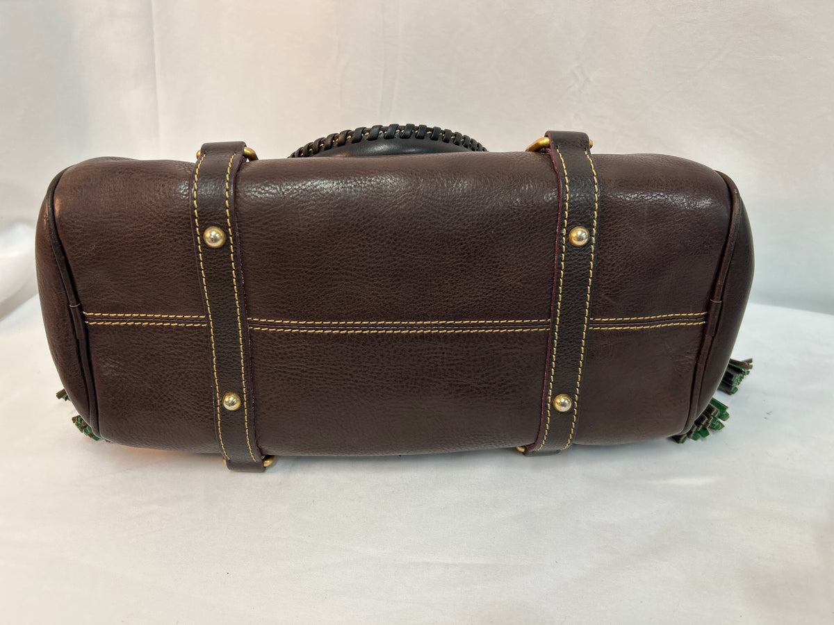 Vtg Dooney & Bourke Florentine Micro Satchel Brown T'Moro Leather W/ Strap