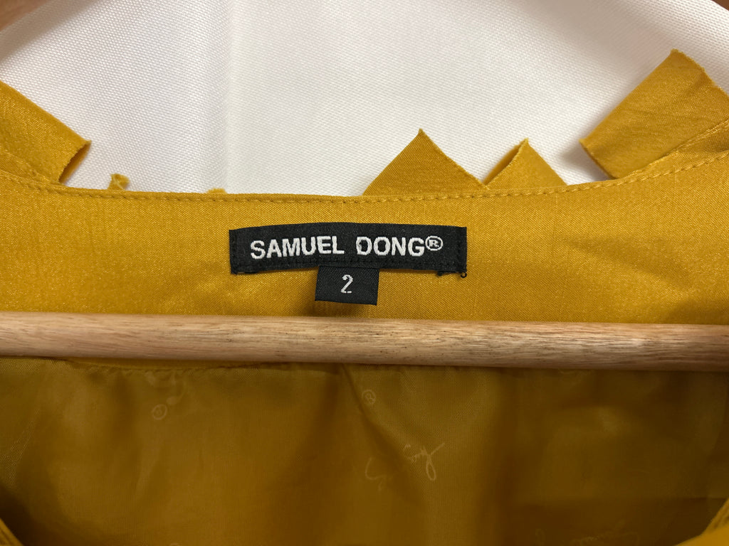 Samuel Dong Yellow Ribbon Textured Shrug Jacket Bolero Avant Garde Women's Size 2