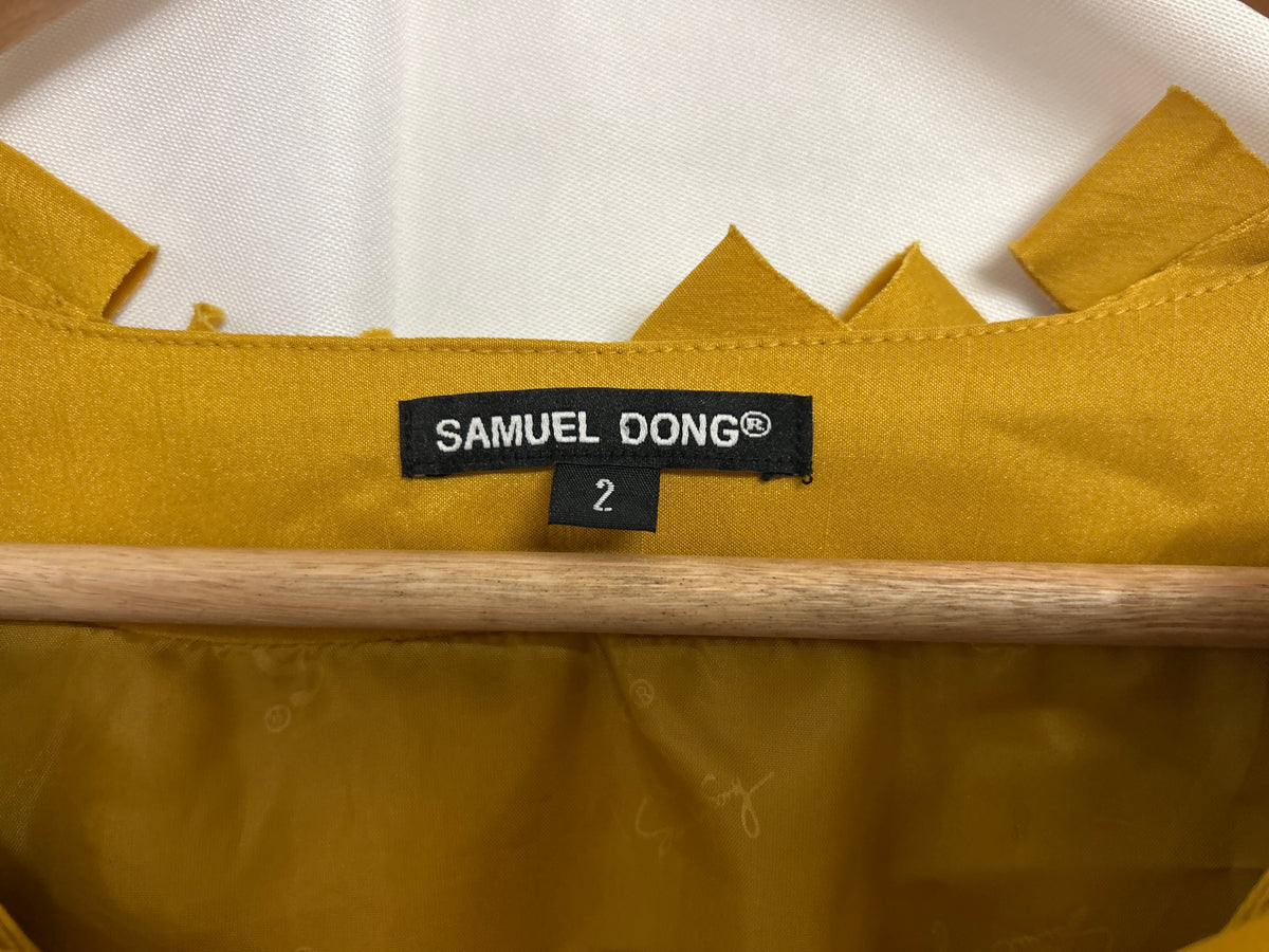 Samuel Dong Yellow Ribbon Textured Shrug Jacket Bolero Avant Garde Women's Size 2