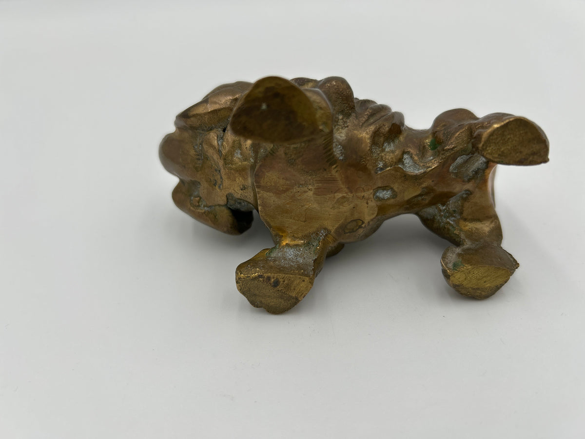 Vintage Brass English Bulldog Figurine, Heavy Cast Metal Dog Paperweight Statue, Mid-Century Desk Decor