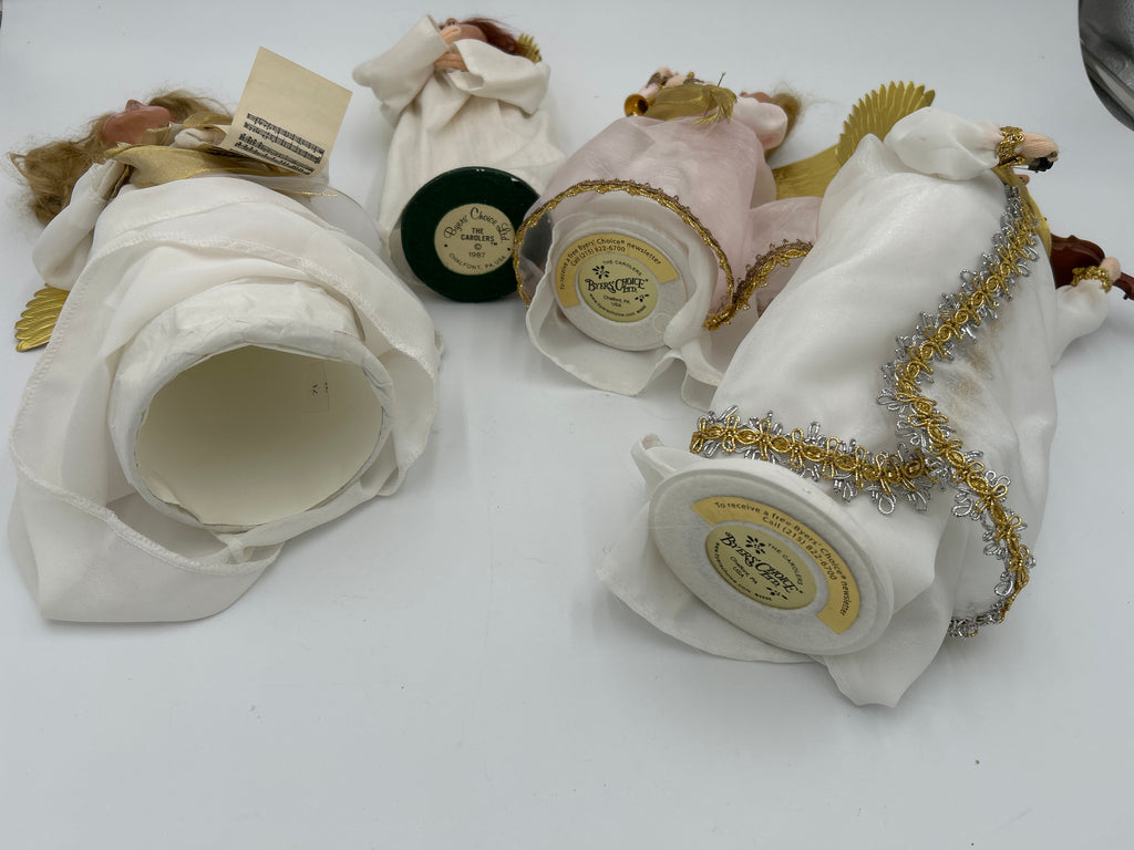 Lot of 4 Byers Choice Caroler Angel Figurines - Vintage 1987, 2005 & Tree Topper