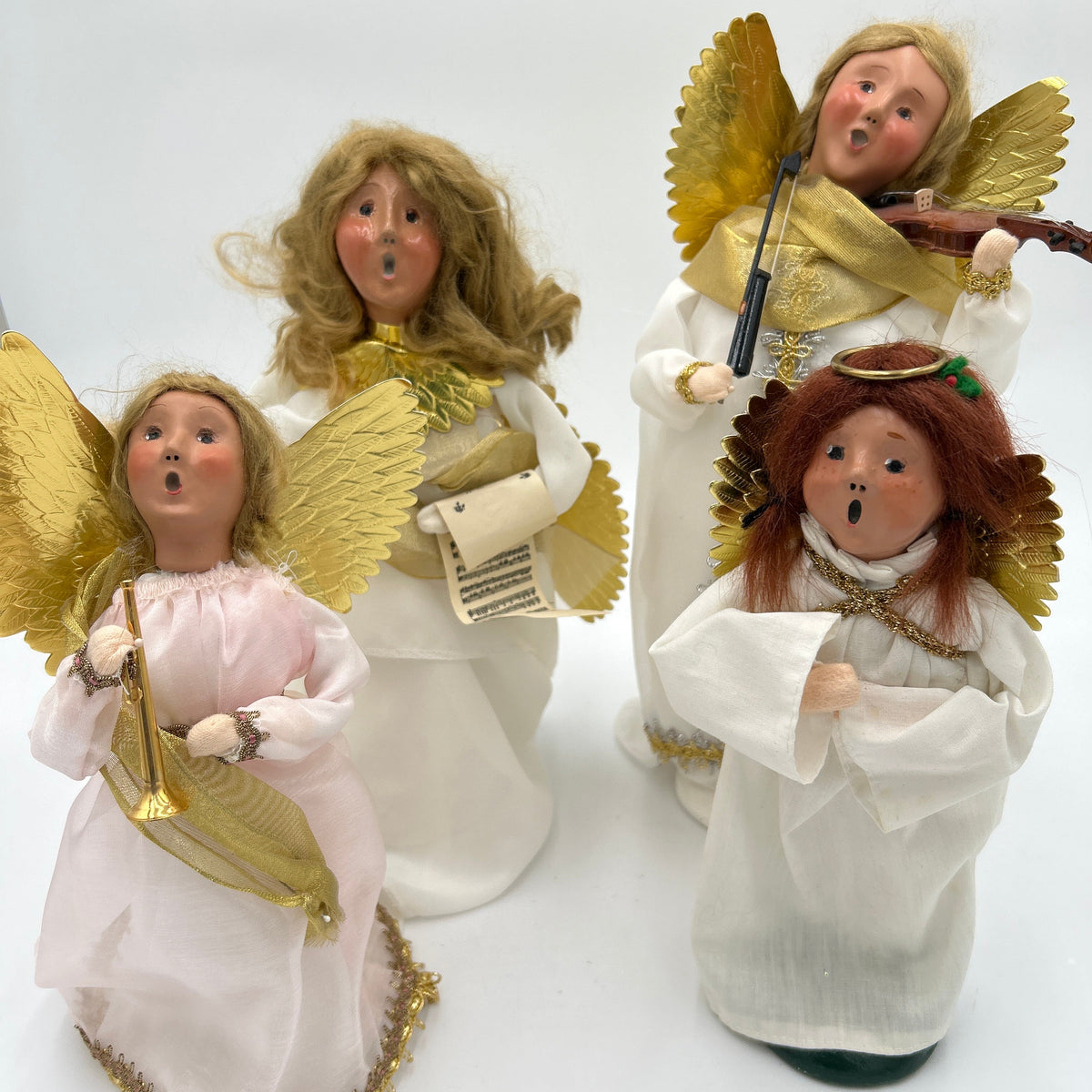 Lot of 4 Byers Choice Caroler Angel Figurines - Vintage 1987, 2005 & Tree Topper