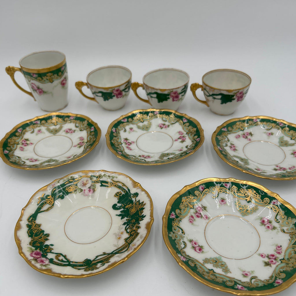 Vintage Elite Limoges France Porcelain Tea Cup & Saucer Partial Set Lot of 9
