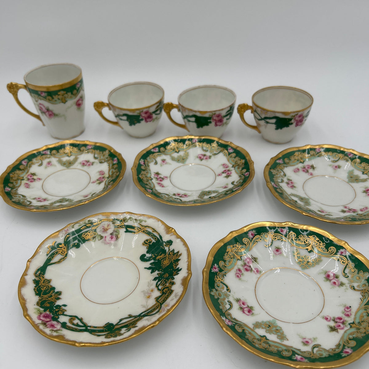 Vintage Elite Limoges France Porcelain Tea Cup & Saucer Partial Set Lot of 9