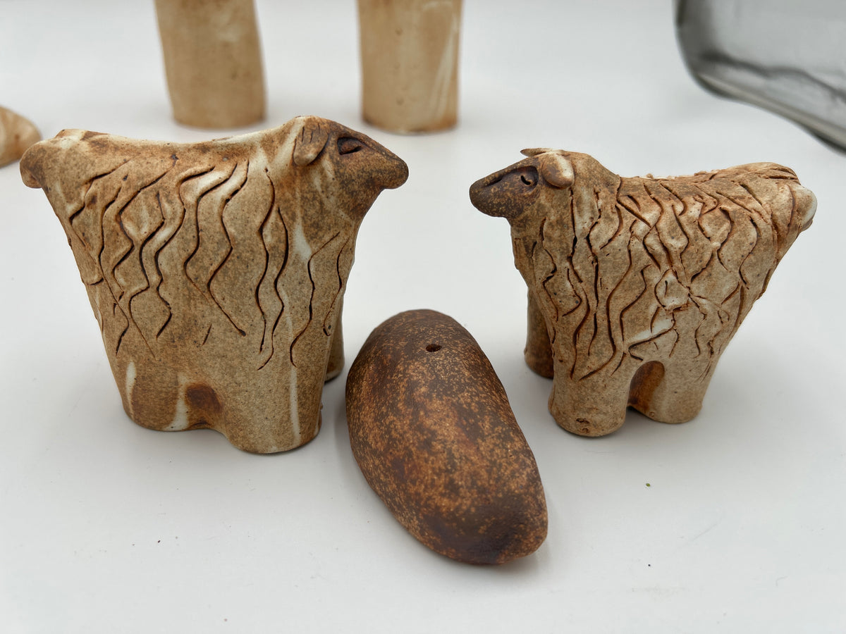 Pottery Nativity Set Minimalist 6 Piece Christmas Creche - Mud Dabbers