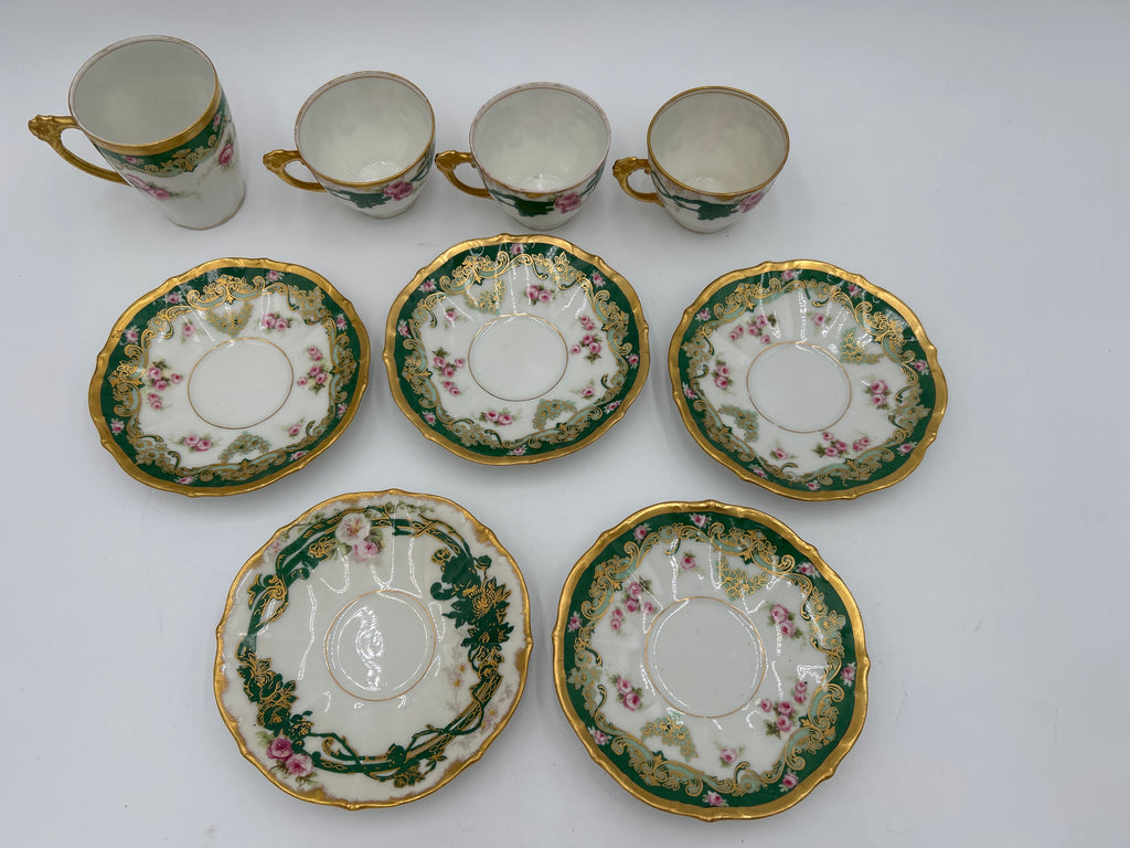 Vintage Elite Limoges France Porcelain Tea Cup & Saucer Partial Set Lot of 9