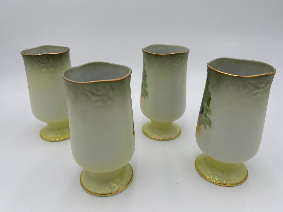 Vintage A. Kach A&C Bavaria Porcelain Tumblers Hand Painted Grapes Set of 4 Antique