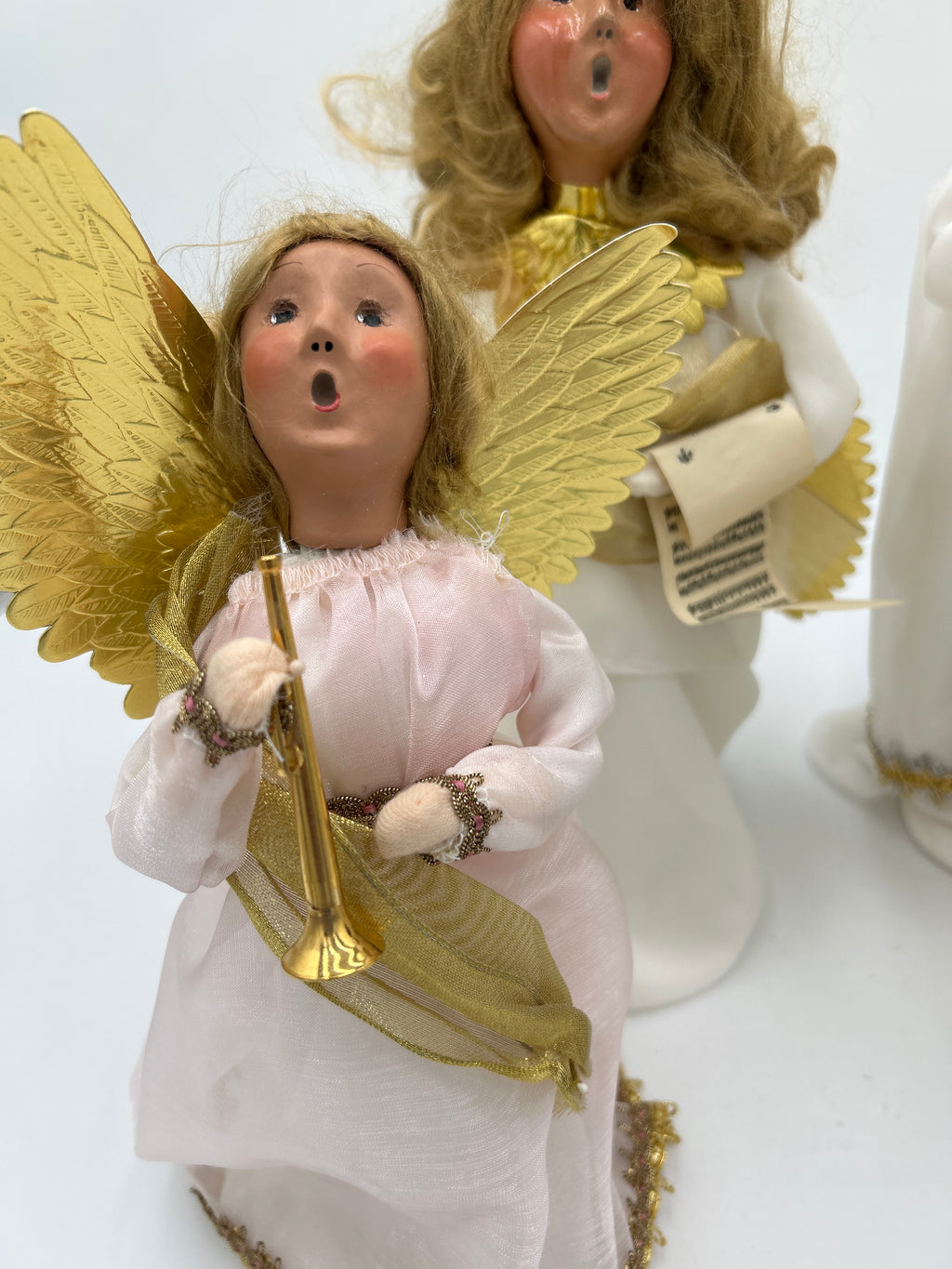 Lot of 4 Byers Choice Caroler Angel Figurines - Vintage 1987, 2005 & Tree Topper