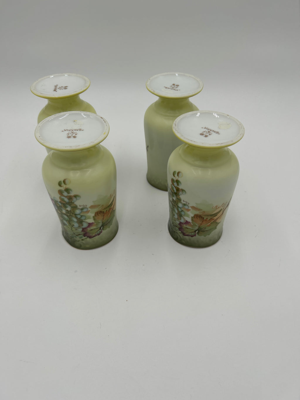 Vintage A. Kach A&C Bavaria Porcelain Tumblers Hand Painted Grapes Set of 4 Antique
