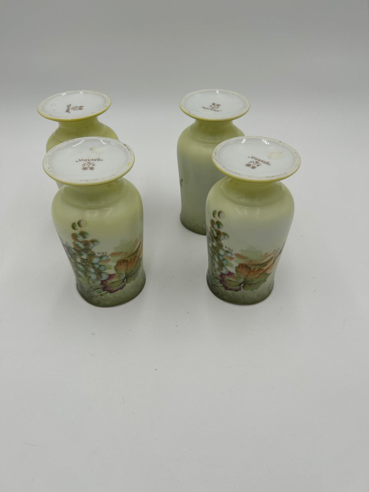 Vintage A. Kach A&C Bavaria Porcelain Tumblers Hand Painted Grapes Set of 4 Antique