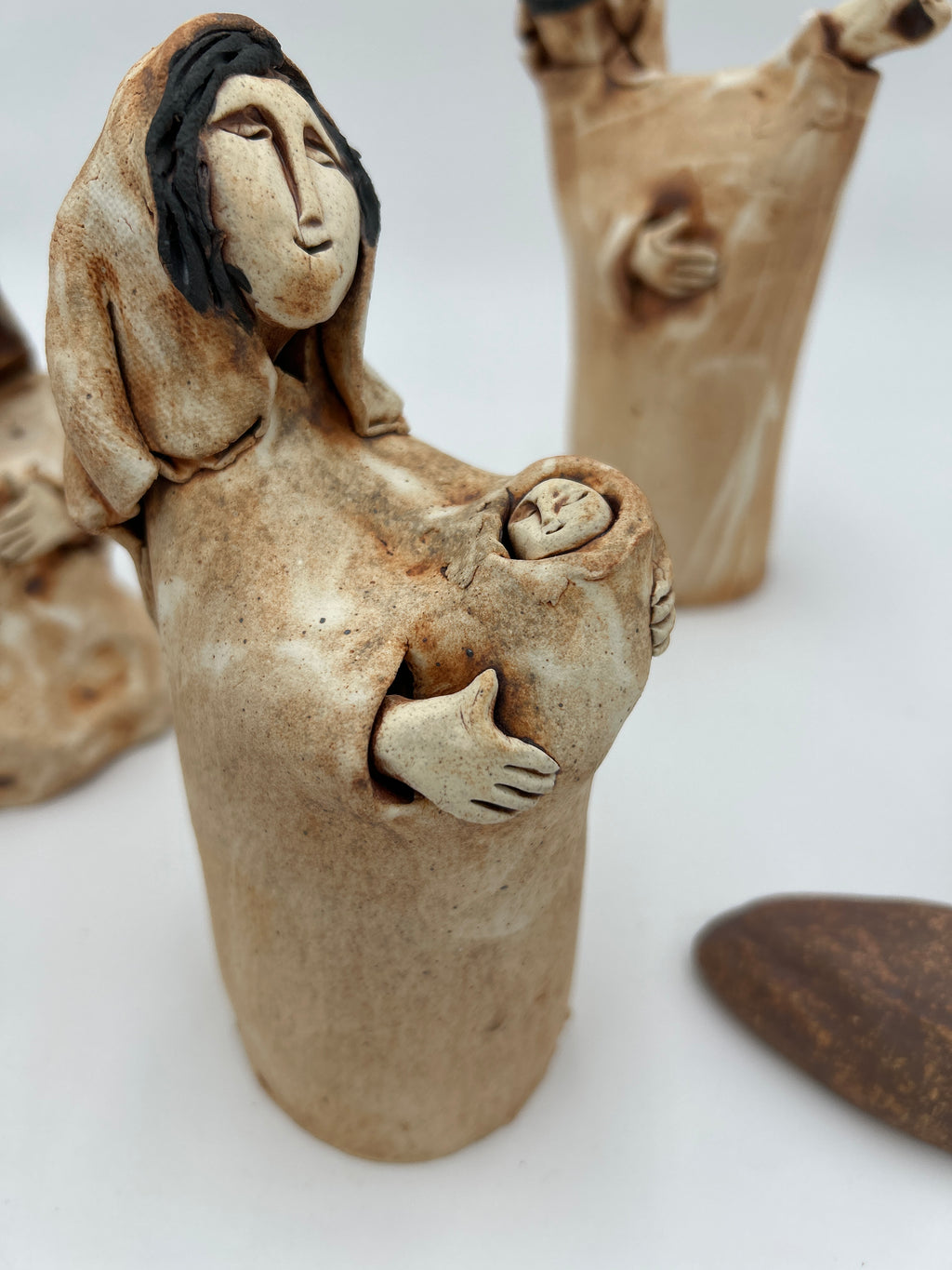 Pottery Nativity Set Minimalist 6 Piece Christmas Creche - Mud Dabbers