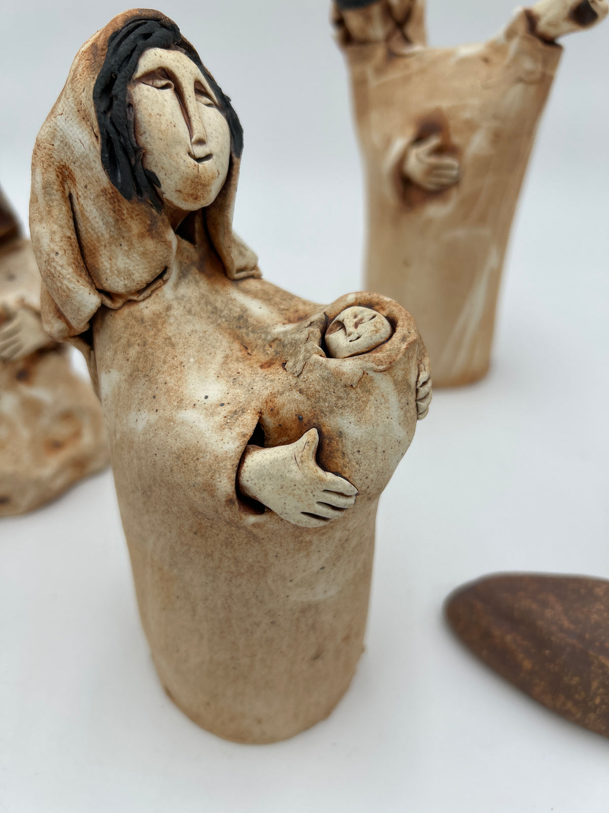 Pottery Nativity Set Minimalist 6 Piece Christmas Creche - Mud Dabbers