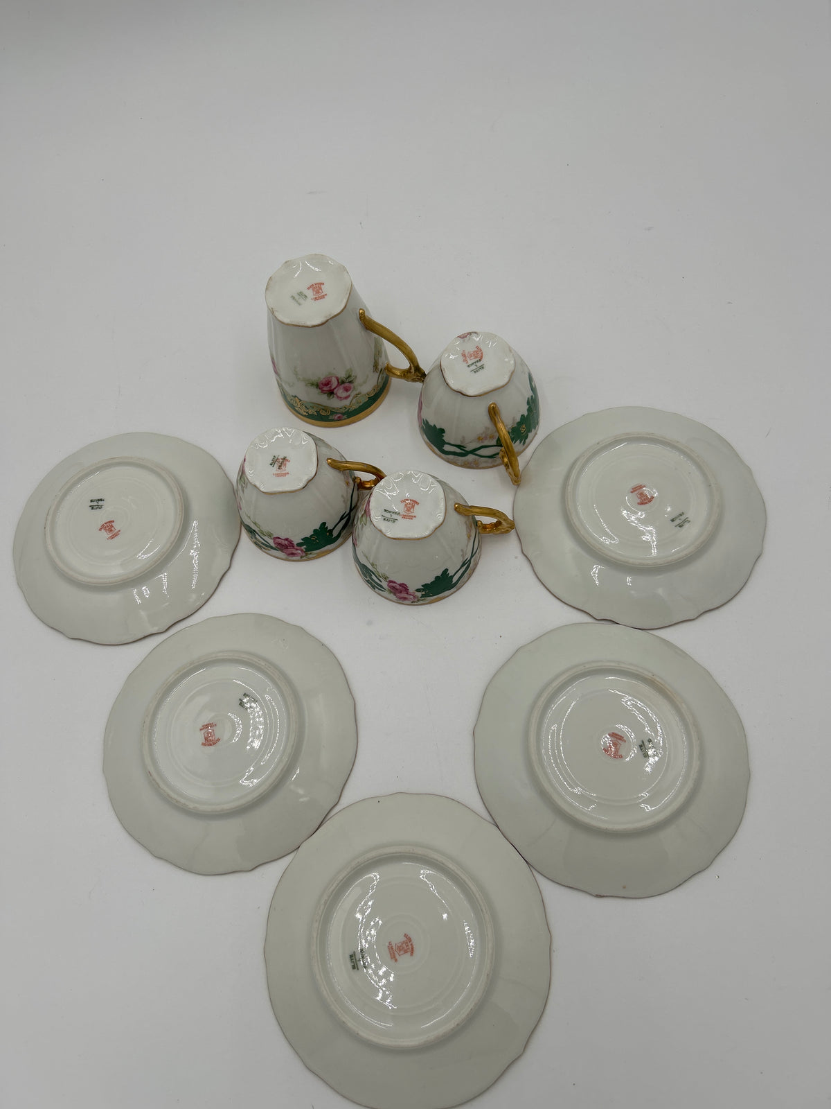 Vintage Elite Limoges France Porcelain Tea Cup & Saucer Partial Set Lot of 9