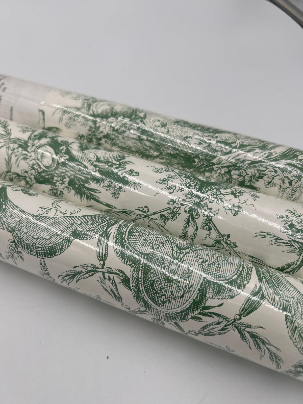 Lot of 3 THIBAUT Designer Double Rolls Wallpaper- Green/White French Country Scenic Toile (Pattern 839-T-9535)