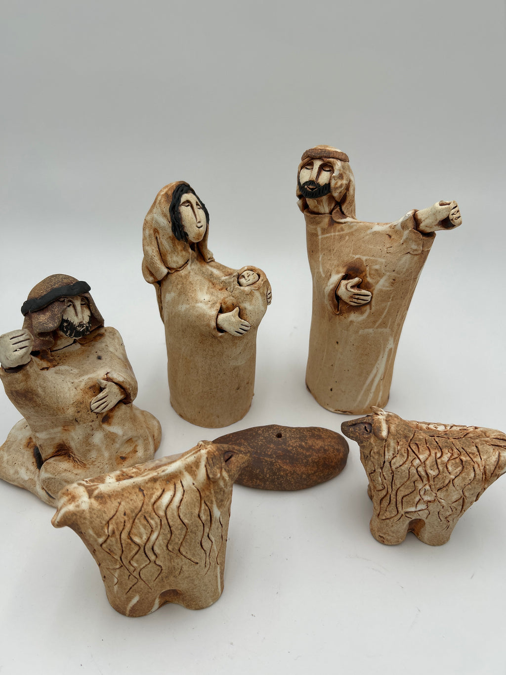 Pottery Nativity Set Minimalist 6 Piece Christmas Creche - Mud Dabbers