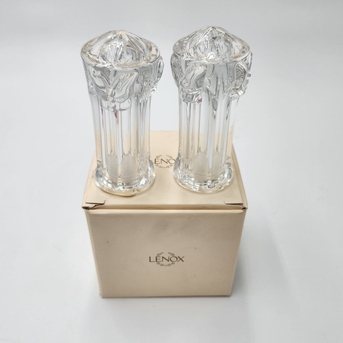 Lenox "Butterfly Meadow" Crystal Salt & Pepper Shakers Set – with Original Box