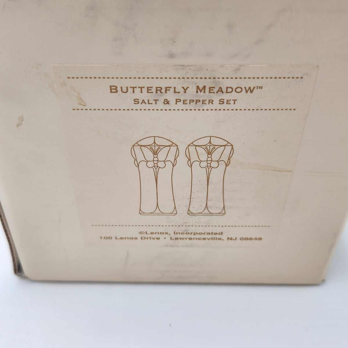 Lenox "Butterfly Meadow" Crystal Salt & Pepper Shakers Set – with Original Box
