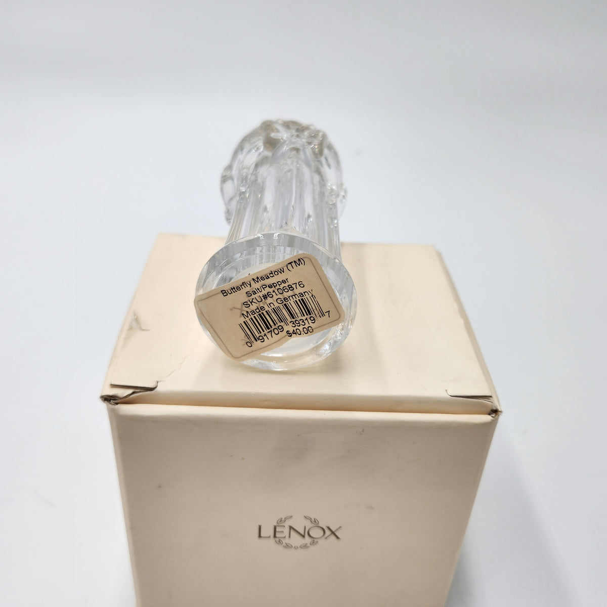 Lenox "Butterfly Meadow" Crystal Salt & Pepper Shakers Set – with Original Box
