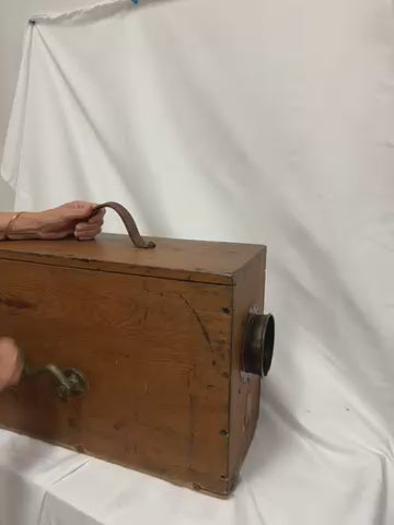 Antique Working Norwegian Maritime Foghorn LOUD hand-cranked foghorn in original pine wood box.