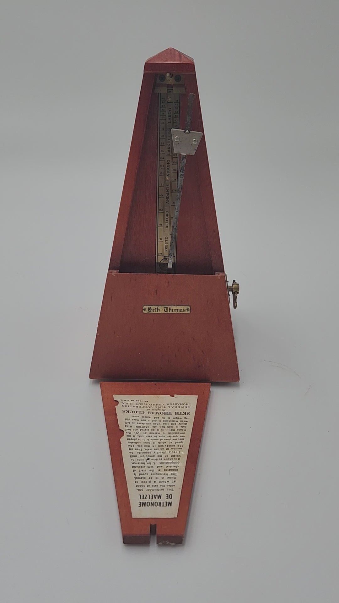 Seth Thomas wooden pyramid metronomes - Classic wooden metronome with detailed markings for precise timing.