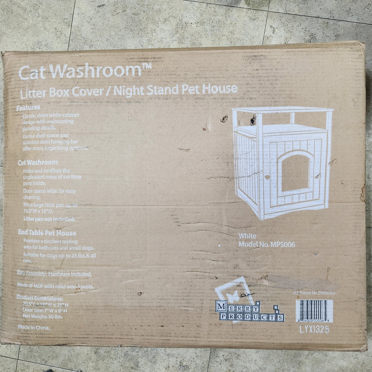 Brand New Merry Products Cat Washroom / Litter Box Enclosure & Night Stand (White, Model MP5006)