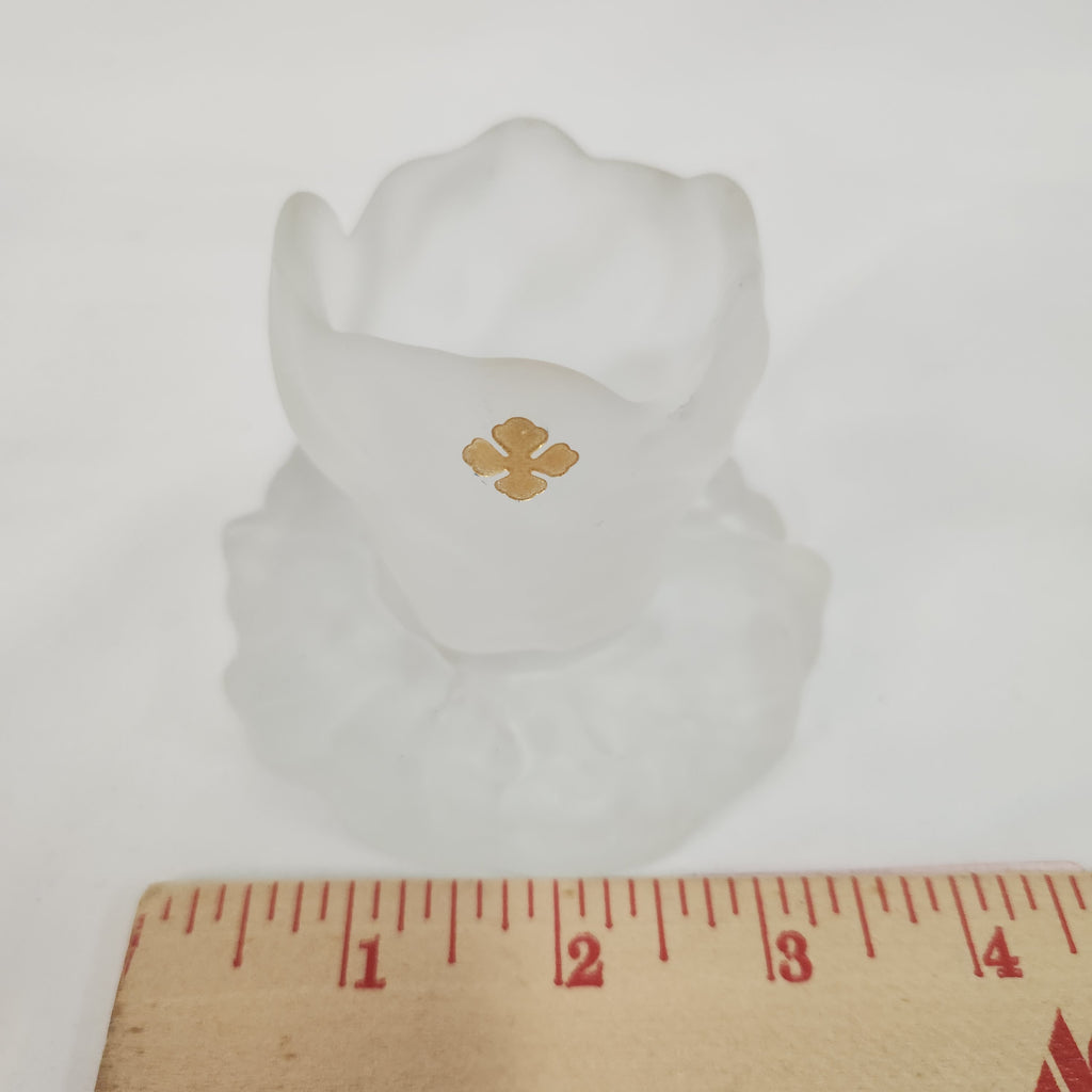 Vintage CAMUS Cognac frosted Satin white glass candle holders flower tulip set of 2