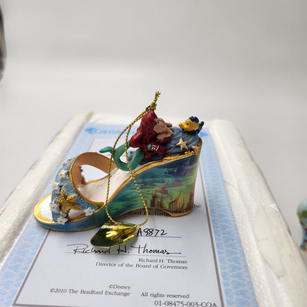 Bradford Exchange Disney Once Upon A Slipper Ornament Set Sleeping Beauty Ariel