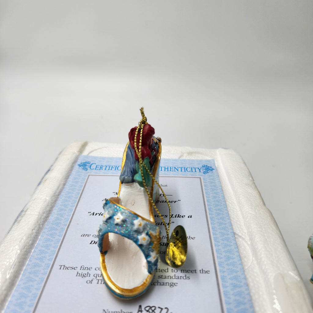 Bradford Exchange Disney Once Upon A Slipper Ornament Set Sleeping Beauty Ariel