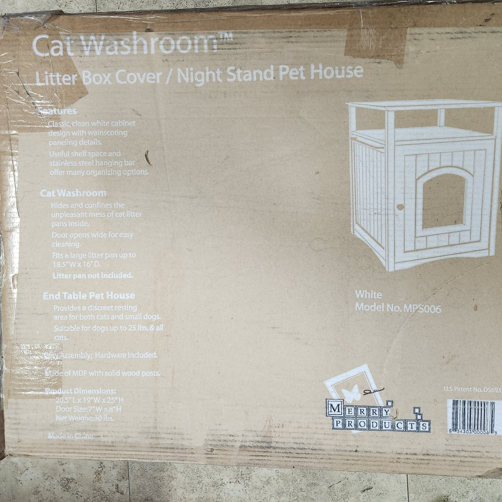 Brand New Merry Products Cat Washroom / Litter Box Enclosure & Night Stand (White, Model MP5006)