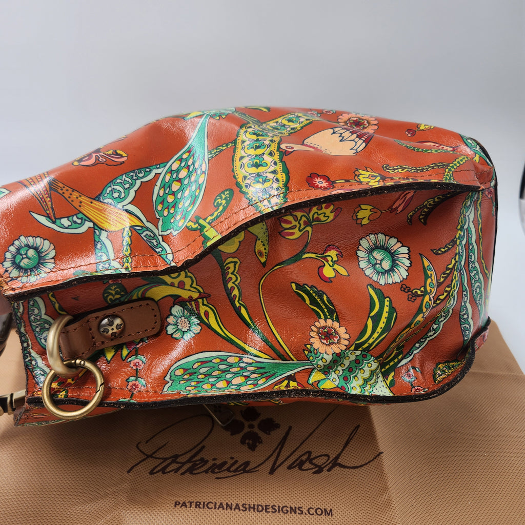 Patricia Nash Birds of Paradise Leather Satchel Bag & Coin Purse Set Dustbag