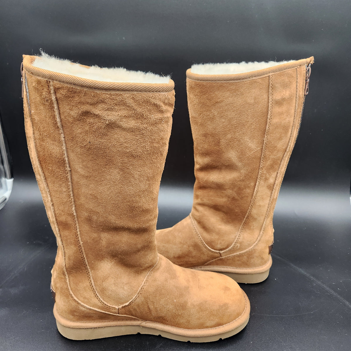 UGG Australia Knightsbridge Tall Boots 5119 Chestnut Suede Shearling Women Sz 7