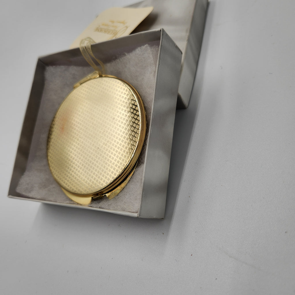 NIB Vintage Sherborne Frame Co Jeweled Filigree Compact Mirror Gold