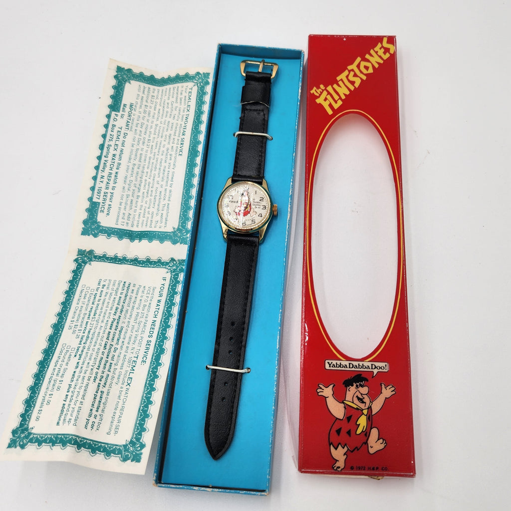 1972 Hanna-Barbera Fred Flintstone "Bowling" Manual Wind Wristwatch, manufactured by Temlex Industries